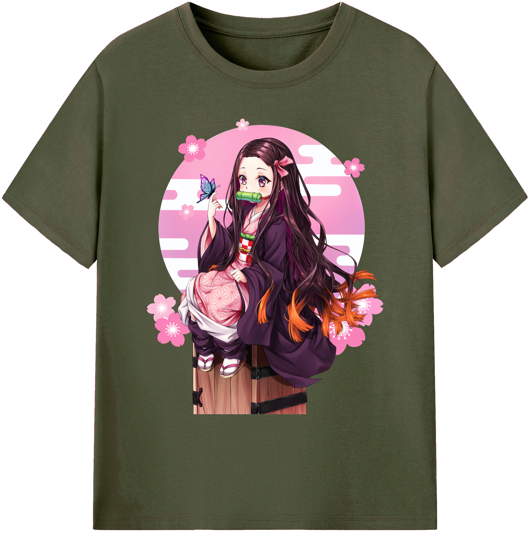 （画像用） 鬼滅の刃（きめつのやいば）竈門 禰󠄀豆子／かまど ねずこ Kamado Nezuko 綿100％ メンズ半袖Tシャツ｜肌触りやわらか＆通気性